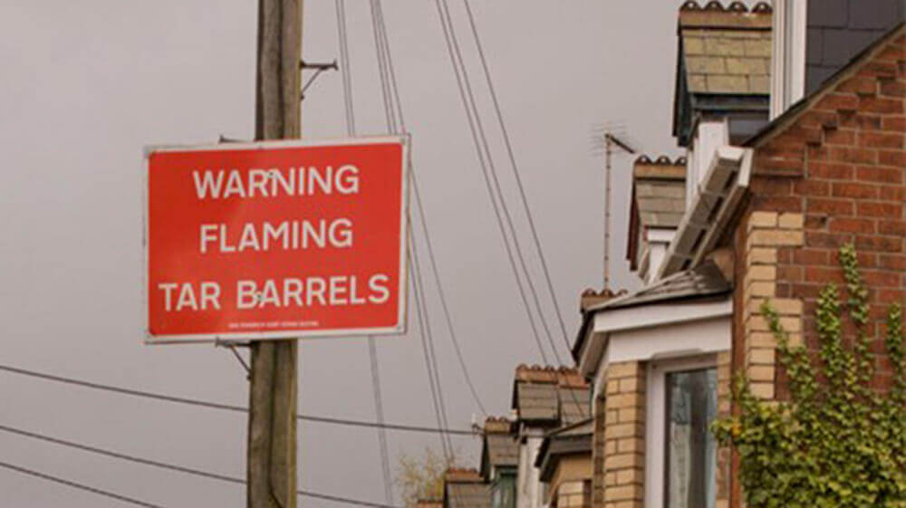 Tar Barrel Racing: Ottery St Mary street sign