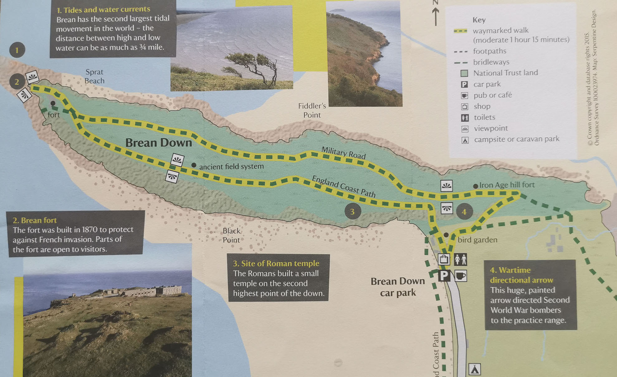 Brean Down Coastal Walk: map of walk