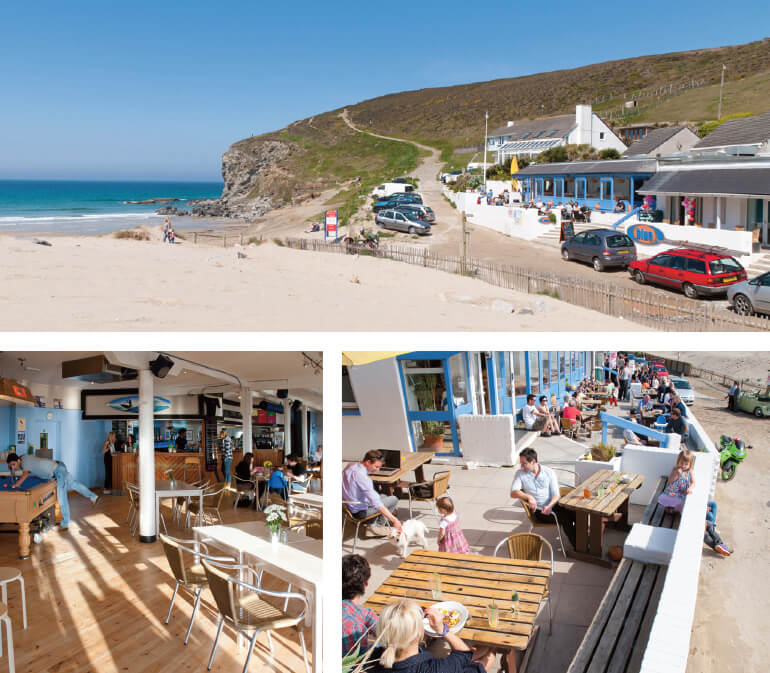 Dog friendly Cornwall beach cafés: Staycation Holidays, Blue Bar, Porthtowan Beach, North Cornwall