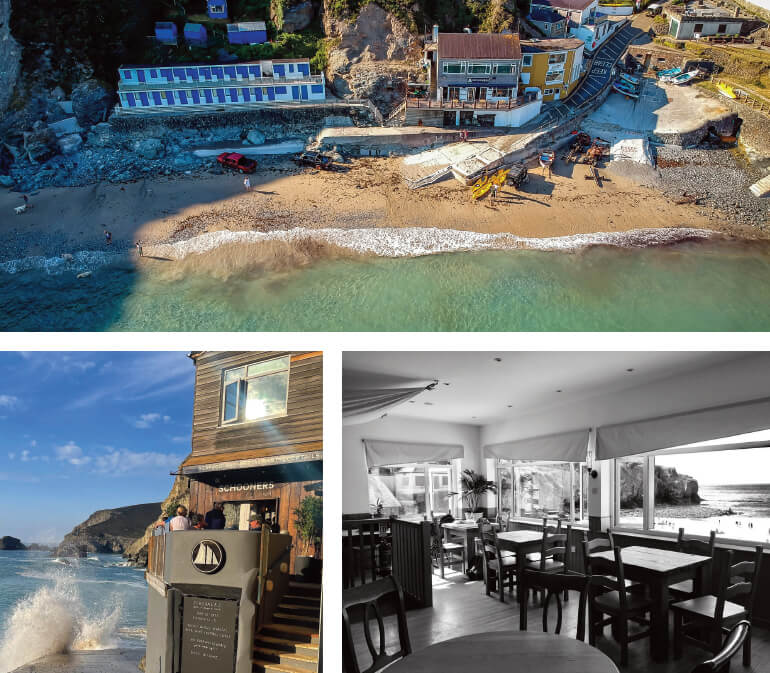 Dog friendly Cornwall beach cafés: Staycation Holidays, Schooners, Trevaunance Cove, North Cornwall