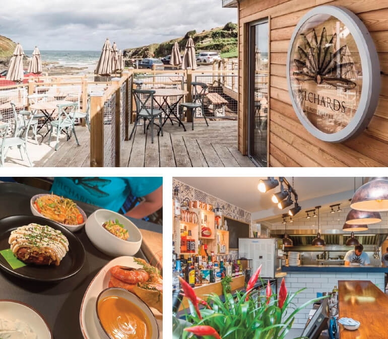 Dog friendly Cornwall beach cafés: Staycation Holidays, Pilchards at Port Gaverne, near Port Isaac, north Cornwall