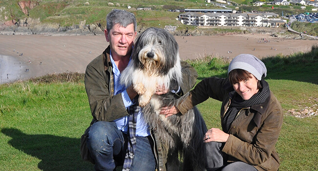 Staycation Holidays; Charles and Lin Millward with their dog Harry
